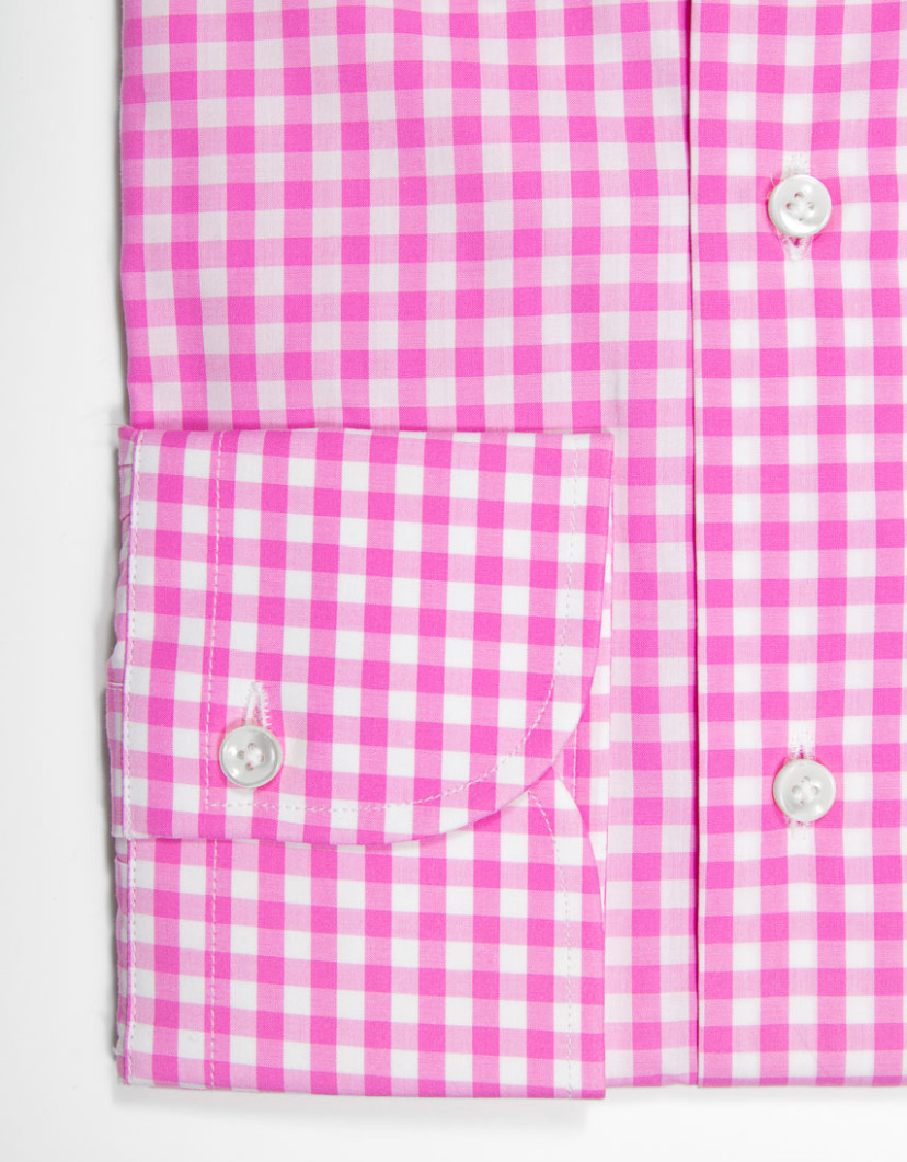 Patrick Hellmann Collection White Pink Shirt With Checks Gingham Pattern image